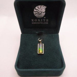 Solid 14k Yellow Gold and Ammolite Pendant